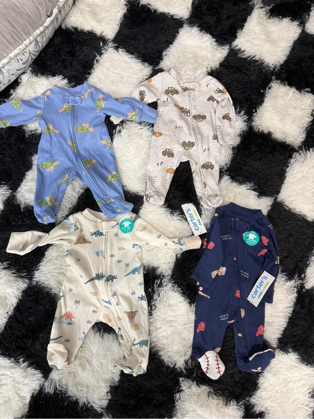 Carter's Navy & Assorted Colors Baby One-Piece Sleepers - Pack of 4